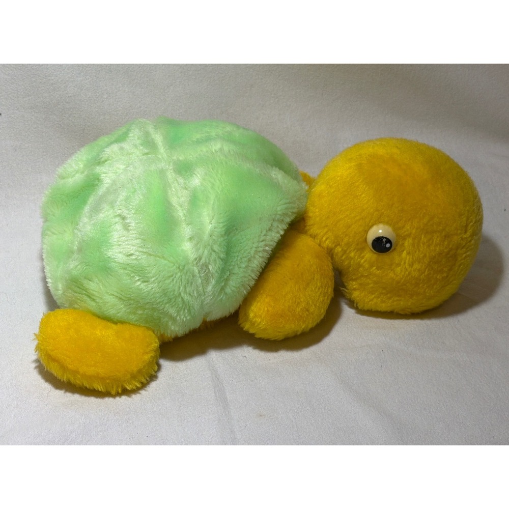 Vintage California Stuffed Toys Turtle Plush Family Zipper Belly Babies Yellow